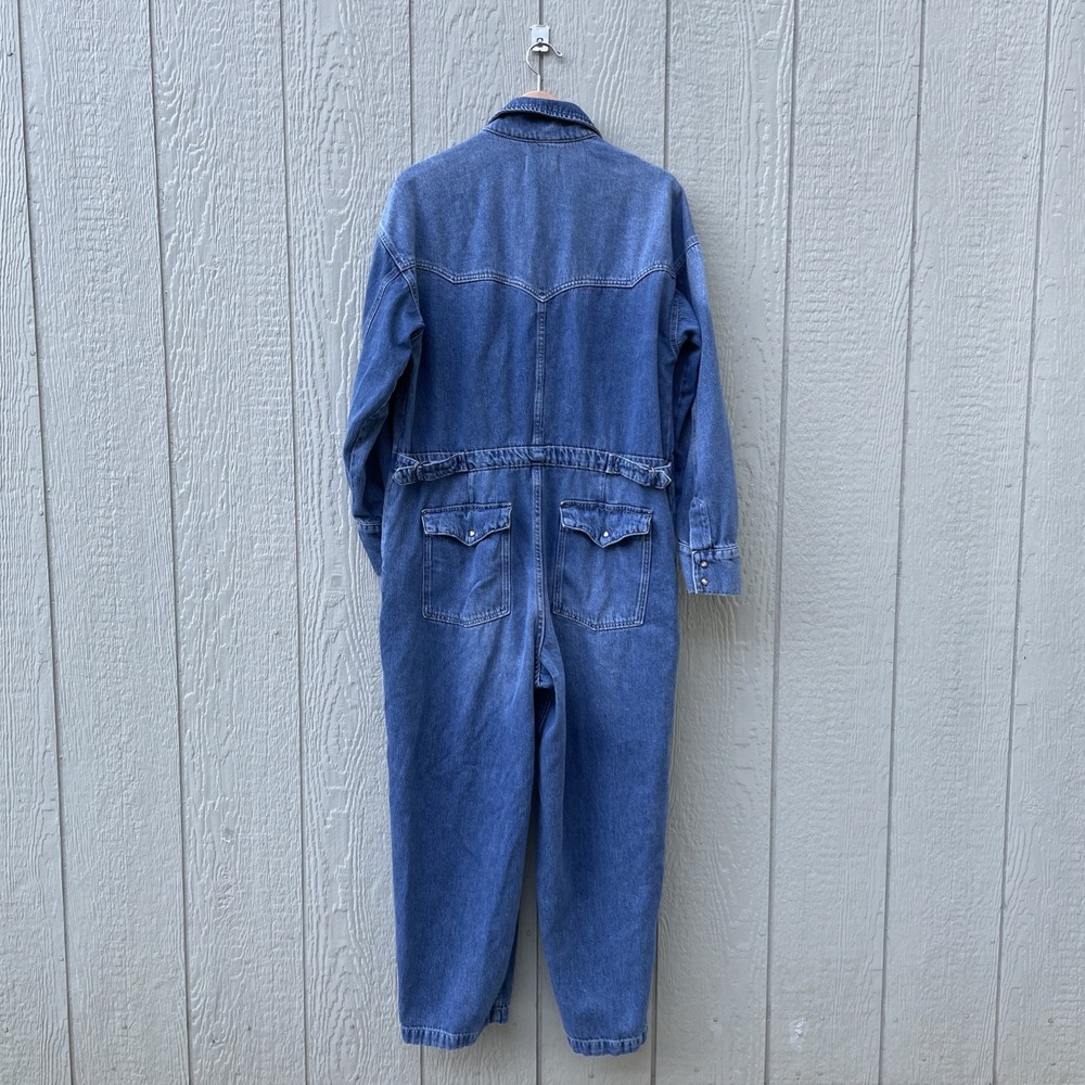 Free People We the Free The Townes Coverall Jumpsuit Size XL Blue One Piece Jean - Picture 5 of 16